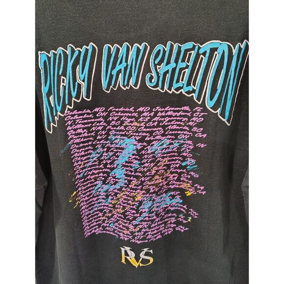 VTG Ricky Van Shelton Single Stitch Men's Black 2-Side Concert T-Shirt 1990 XL - Picture 4 of 8